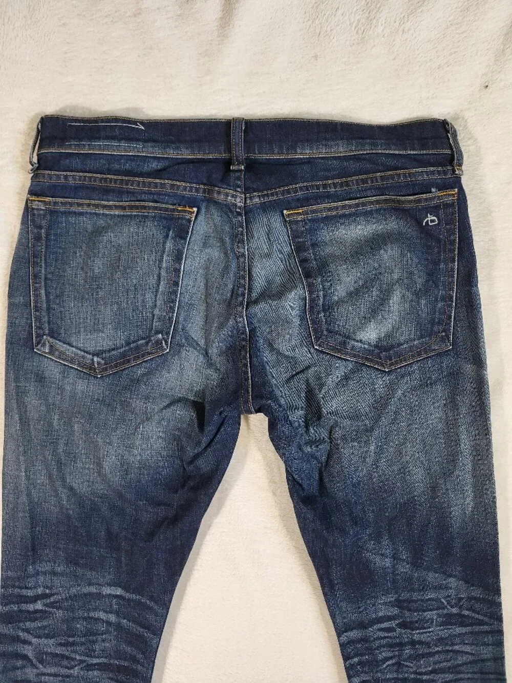 Rag & Bone The Dre Blue Denim Slim Cotton Polyurethane Jeans - Size 29